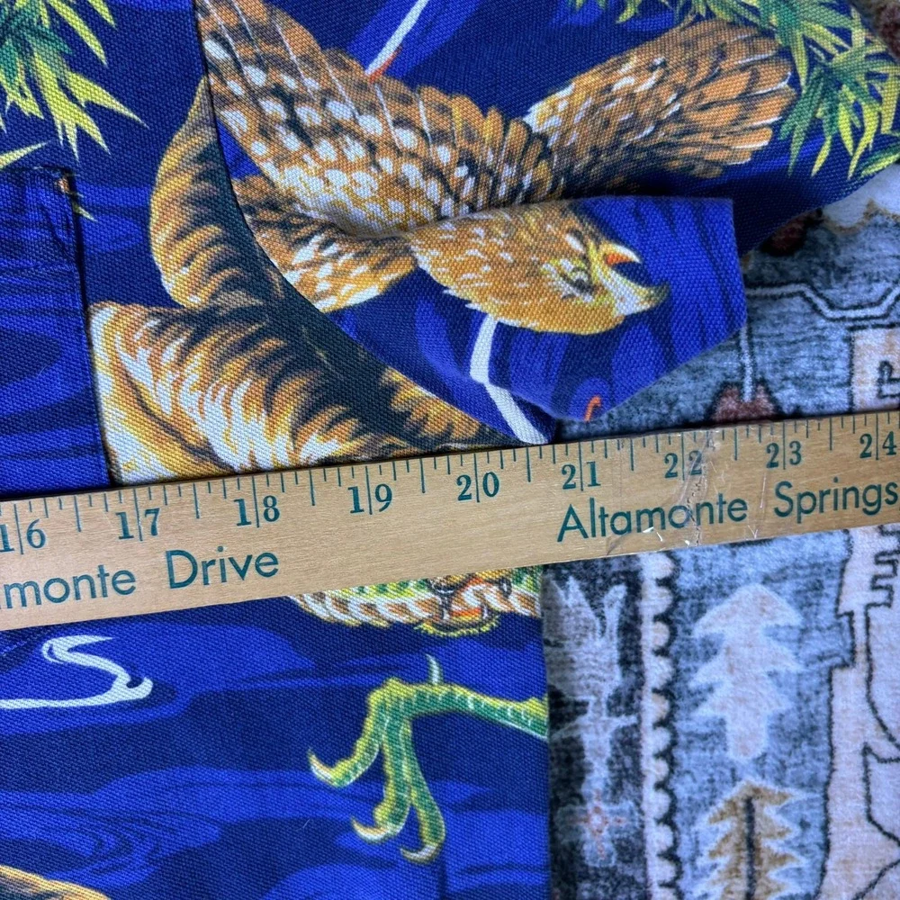 Polo Ralph Lauren Mens Blue Tiger Dragon Eagle Japanese Print Shirt Medium 2014